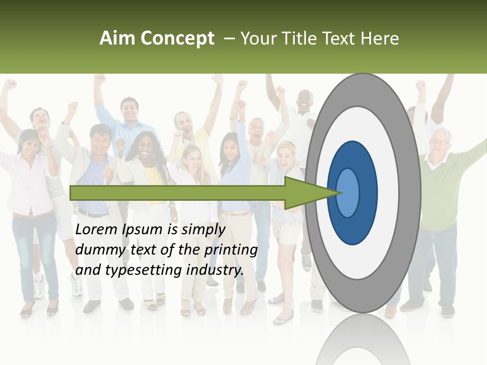 A Group Of People Standing Together With Their Arms In The Air PowerPoint Template