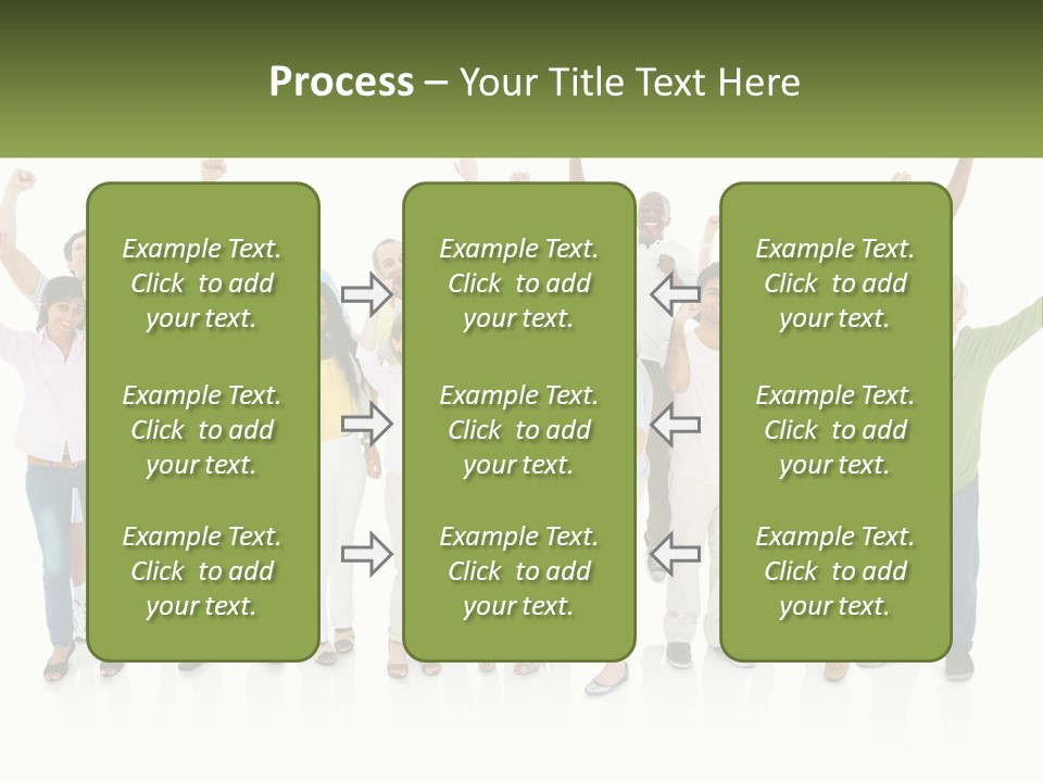 A Group Of People Standing Together With Their Arms In The Air PowerPoint Template