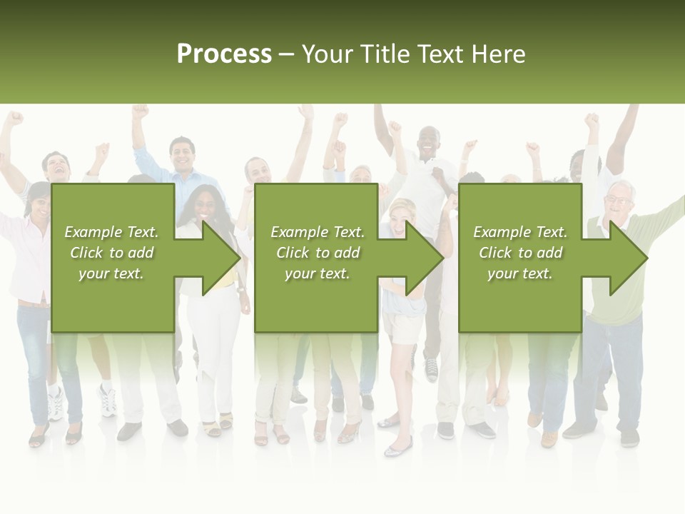 A Group Of People Standing Together With Their Arms In The Air PowerPoint Template