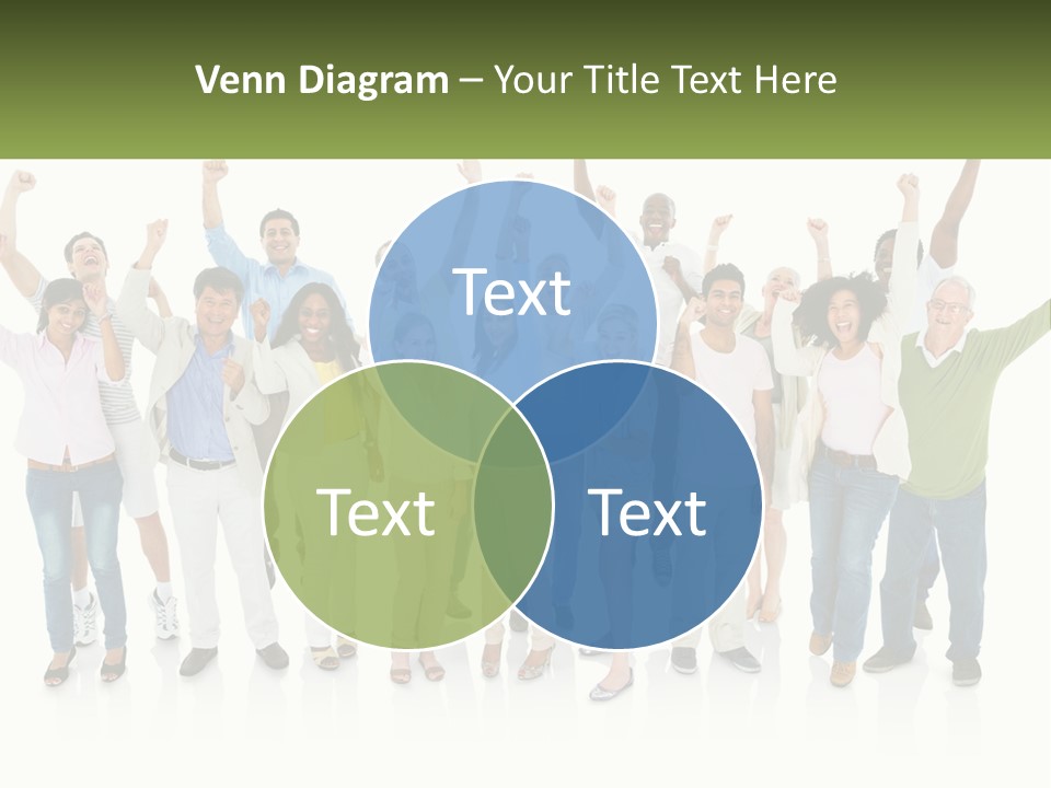 A Group Of People Standing Together With Their Arms In The Air PowerPoint Template