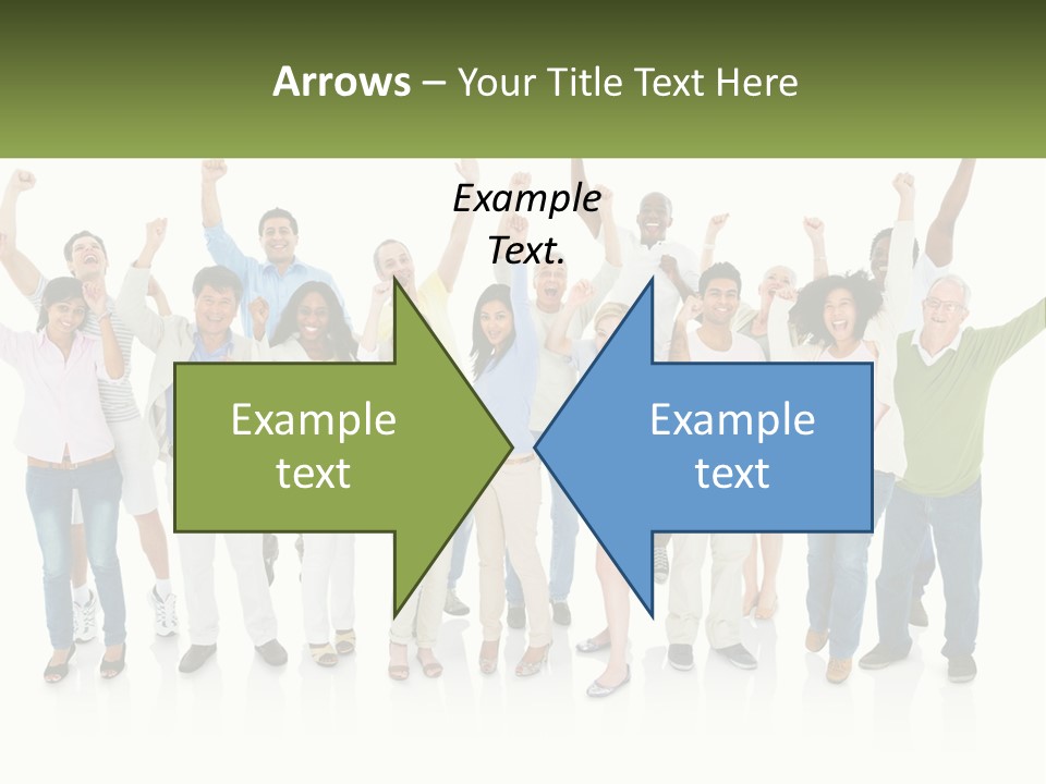 A Group Of People Standing Together With Their Arms In The Air PowerPoint Template