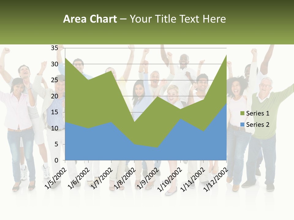 A Group Of People Standing Together With Their Arms In The Air PowerPoint Template