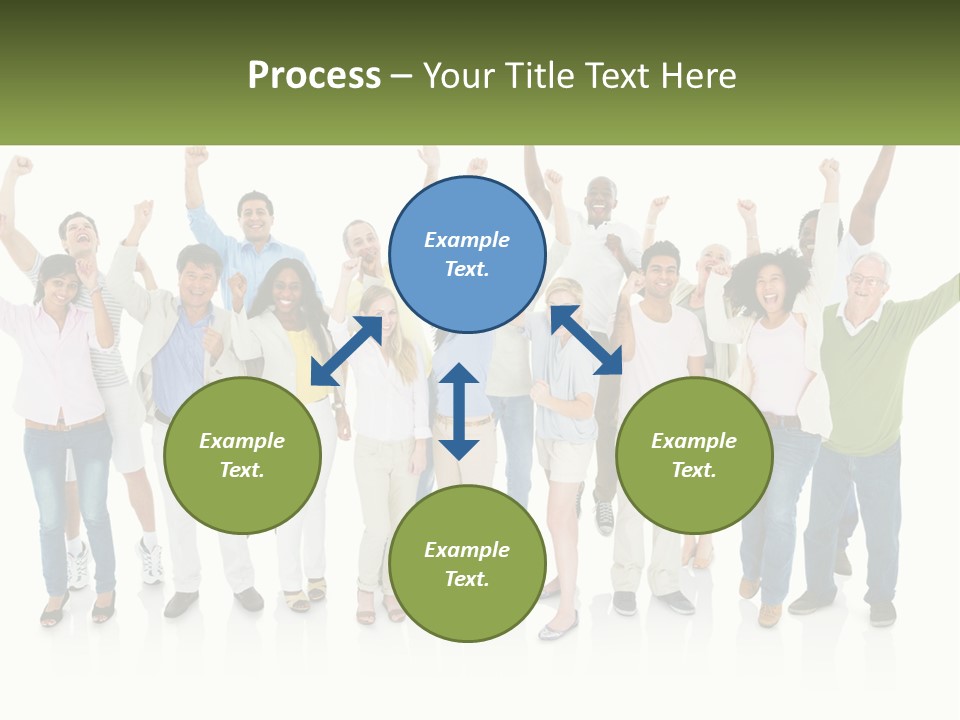 A Group Of People Standing Together With Their Arms In The Air PowerPoint Template