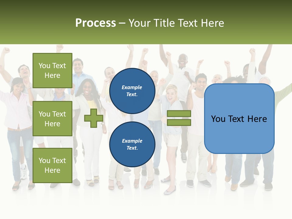 A Group Of People Standing Together With Their Arms In The Air PowerPoint Template