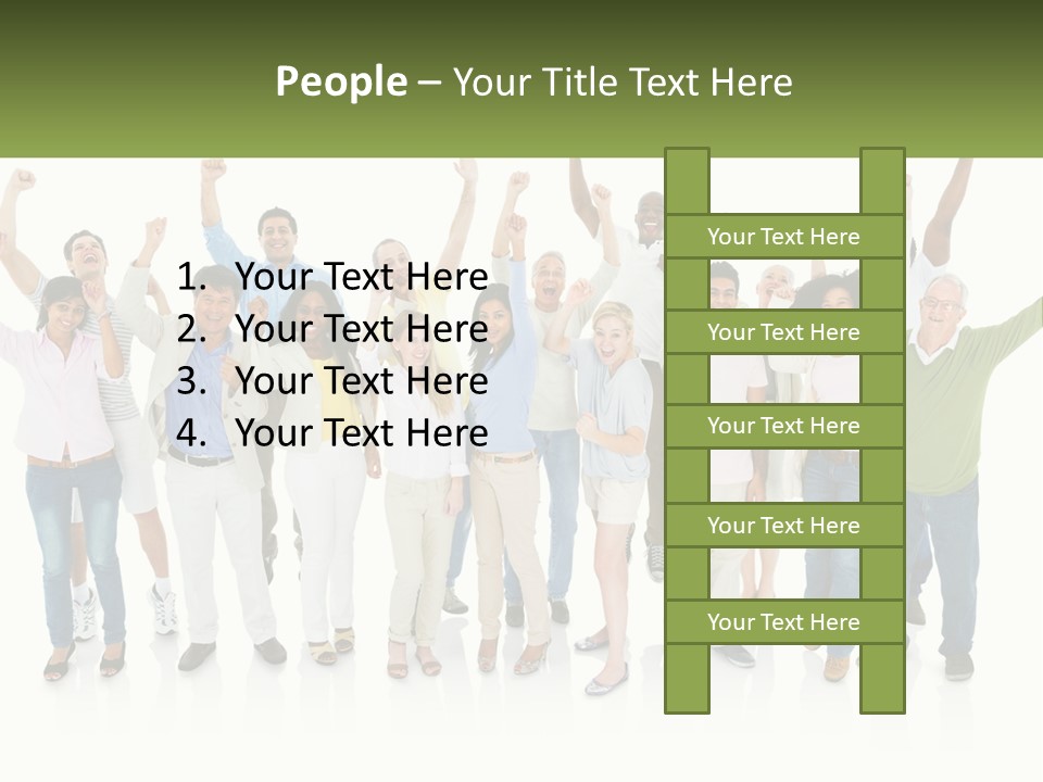 A Group Of People Standing Together With Their Arms In The Air PowerPoint Template