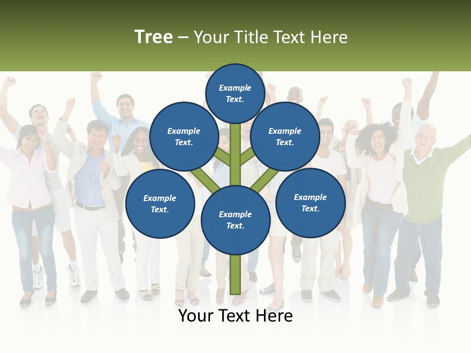 A Group Of People Standing Together With Their Arms In The Air PowerPoint Template