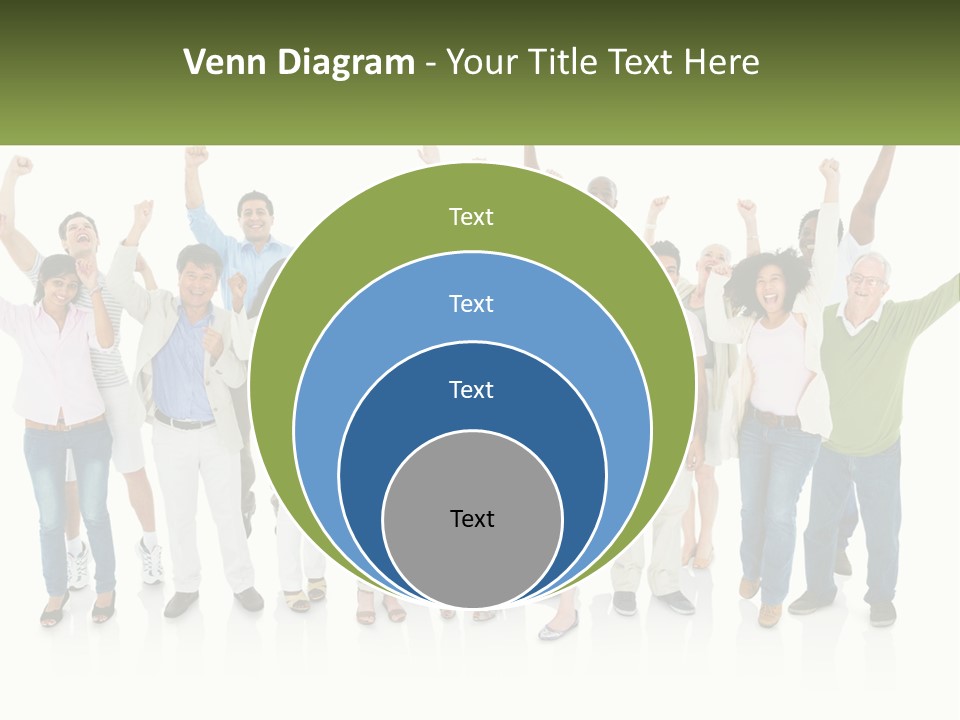 A Group Of People Standing Together With Their Arms In The Air PowerPoint Template