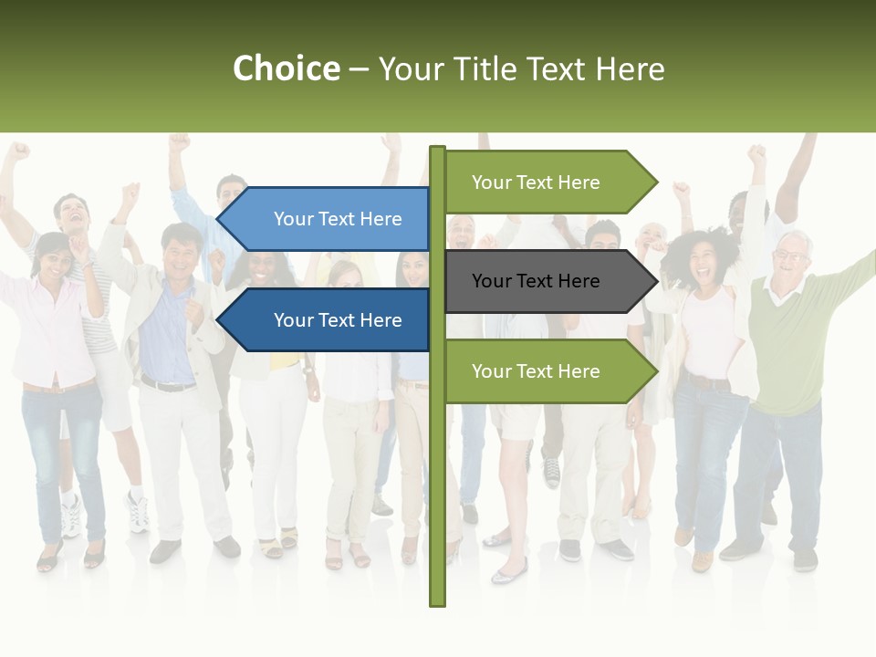 A Group Of People Standing Together With Their Arms In The Air PowerPoint Template