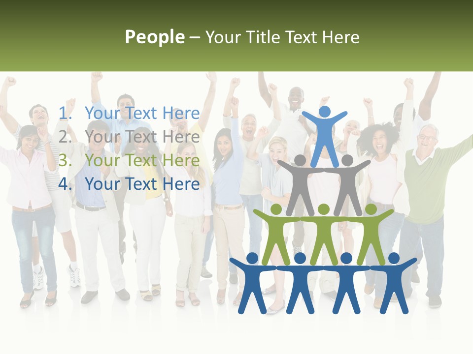 A Group Of People Standing Together With Their Arms In The Air PowerPoint Template