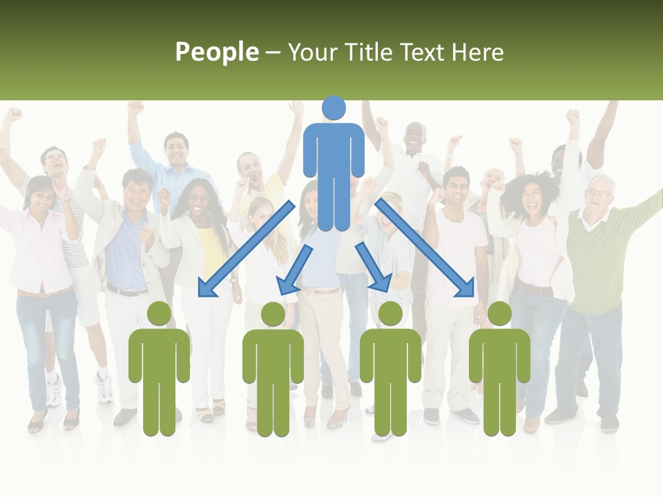 A Group Of People Standing Together With Their Arms In The Air PowerPoint Template