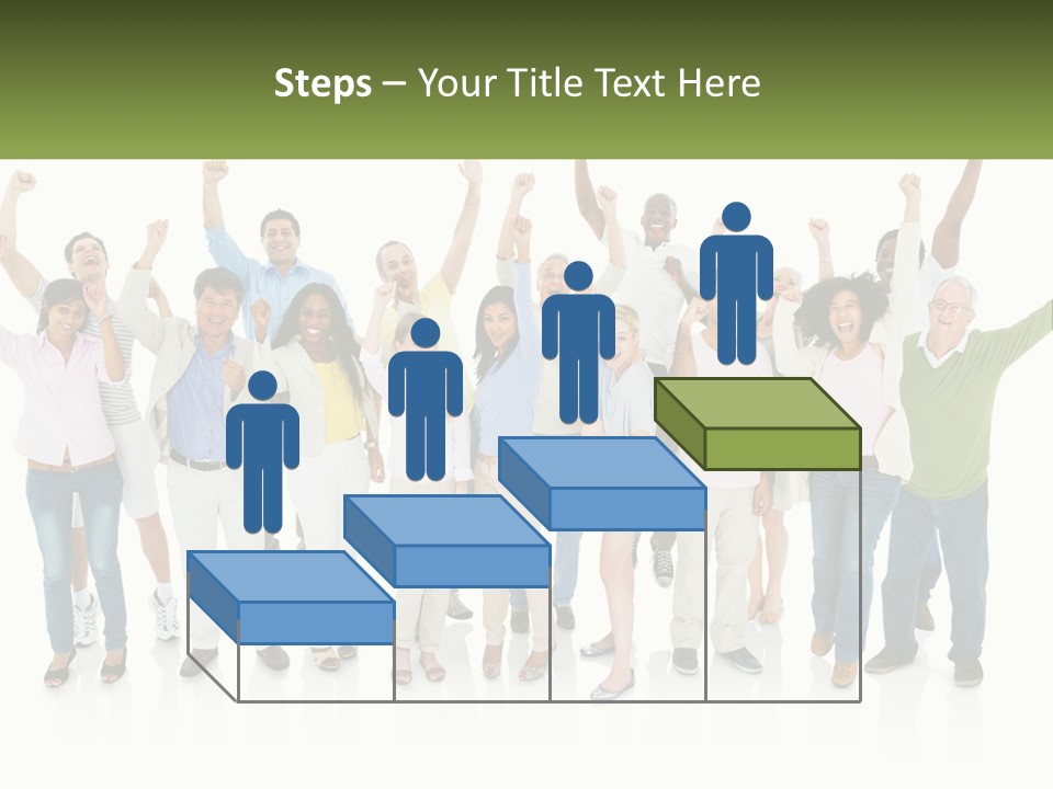 A Group Of People Standing Together With Their Arms In The Air PowerPoint Template