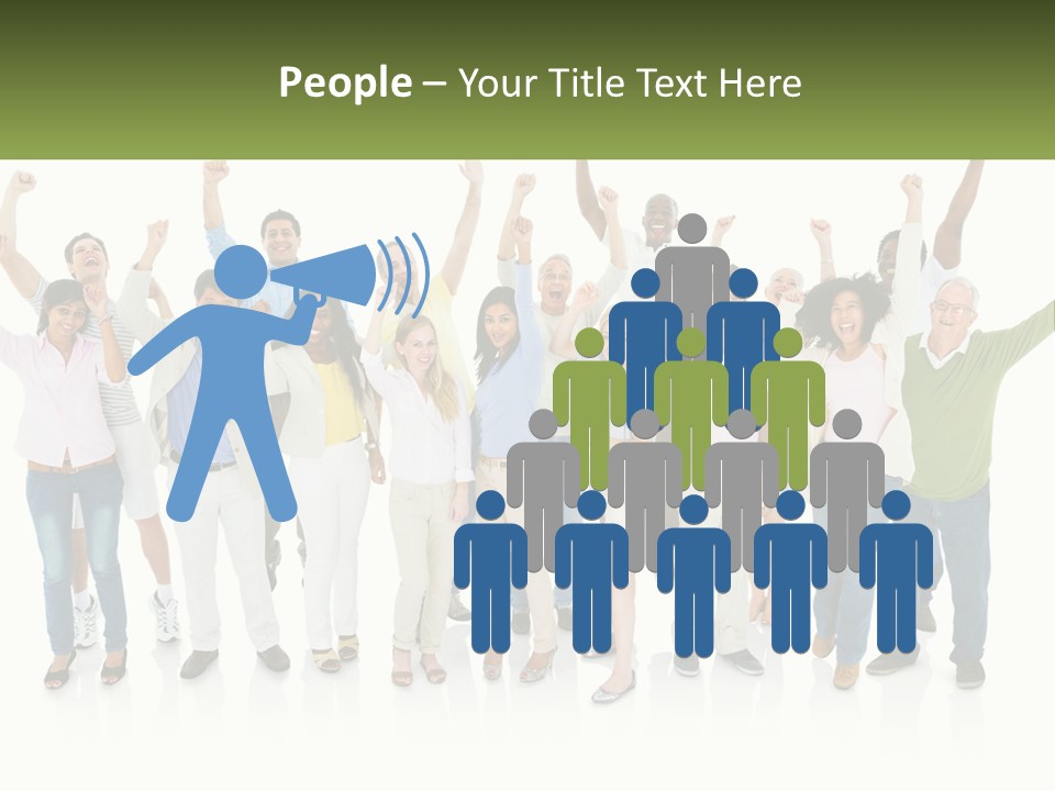 A Group Of People Standing Together With Their Arms In The Air PowerPoint Template