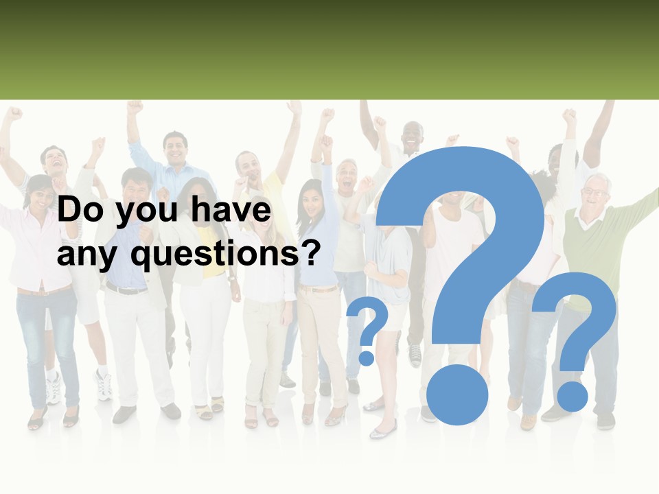 A Group Of People Standing Together With Their Arms In The Air PowerPoint Template