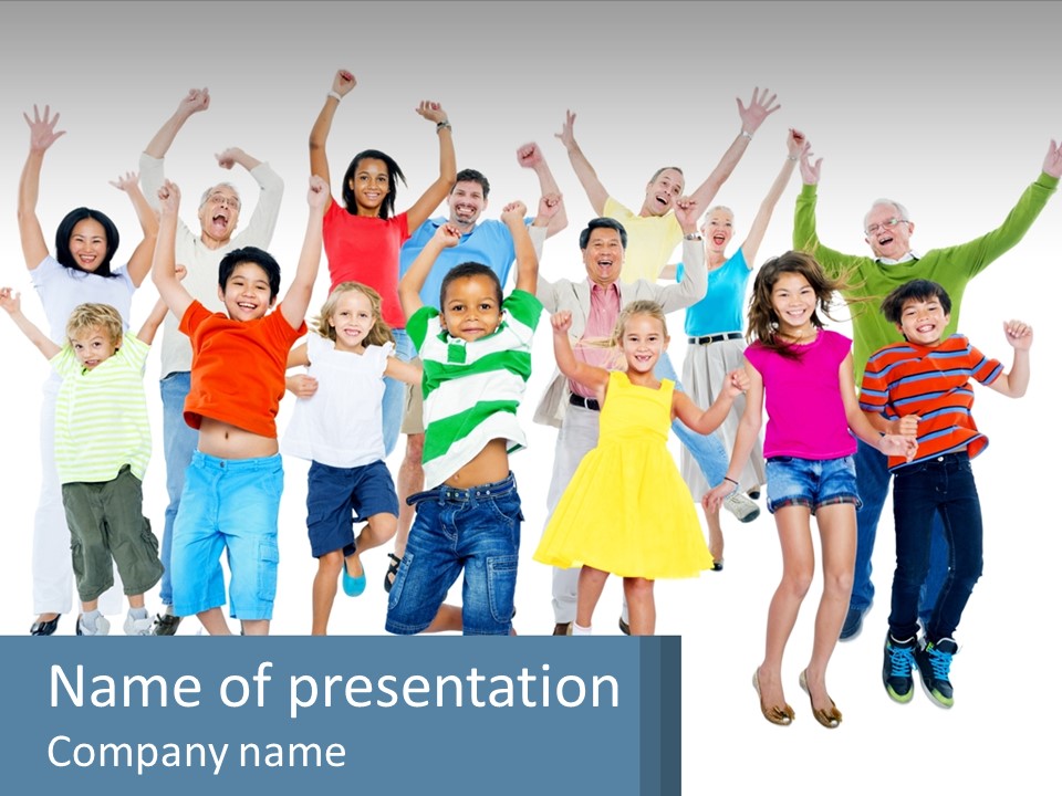 A Group Of Children Jumping In The Air PowerPoint Template