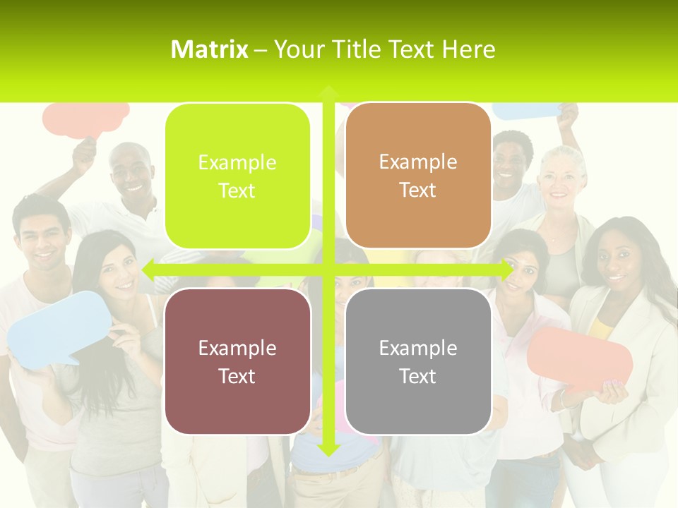 A Group Of People Holding Speech Bubbles PowerPoint Template