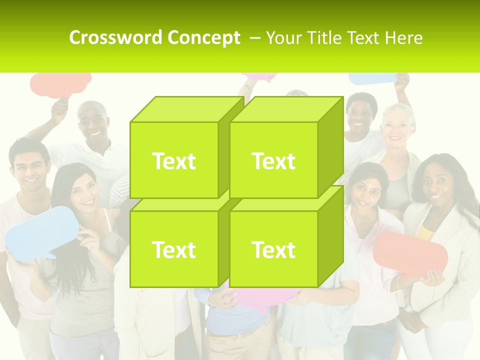 A Group Of People Holding Speech Bubbles PowerPoint Template