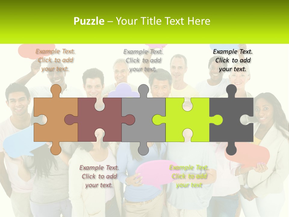 A Group Of People Holding Speech Bubbles PowerPoint Template