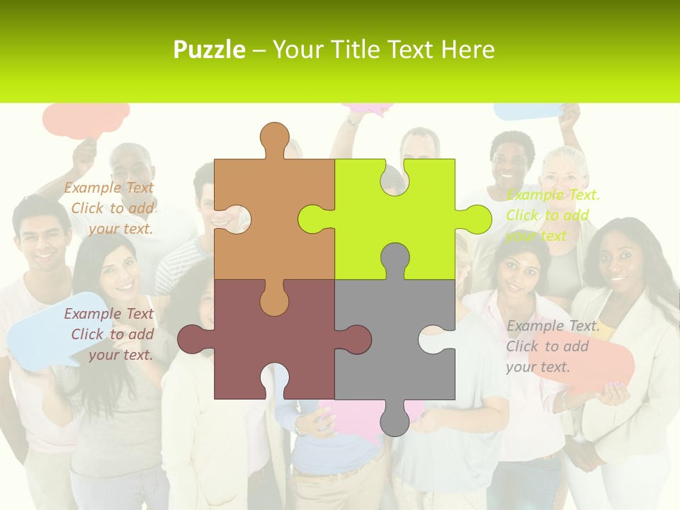 A Group Of People Holding Speech Bubbles PowerPoint Template