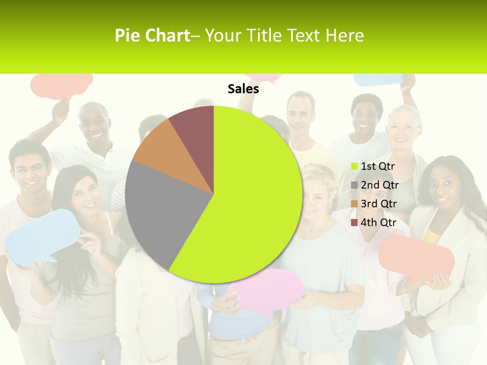 A Group Of People Holding Speech Bubbles PowerPoint Template