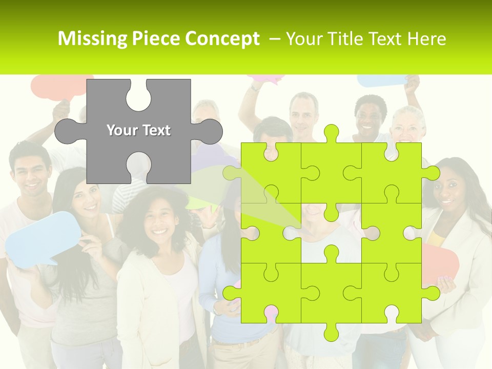 A Group Of People Holding Speech Bubbles PowerPoint Template