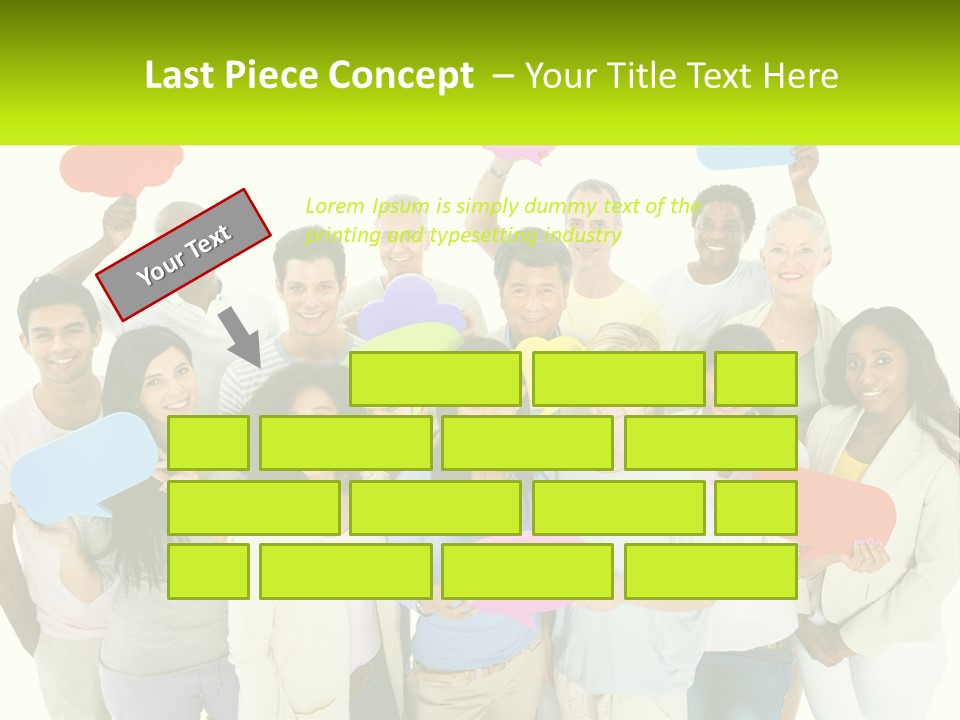 A Group Of People Holding Speech Bubbles PowerPoint Template