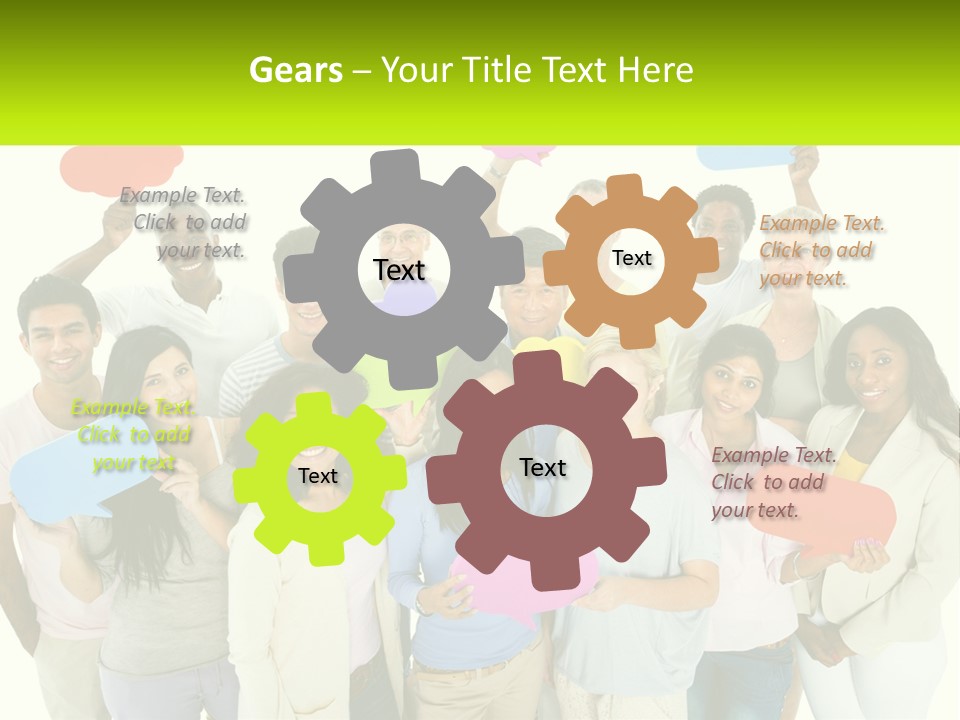 A Group Of People Holding Speech Bubbles PowerPoint Template