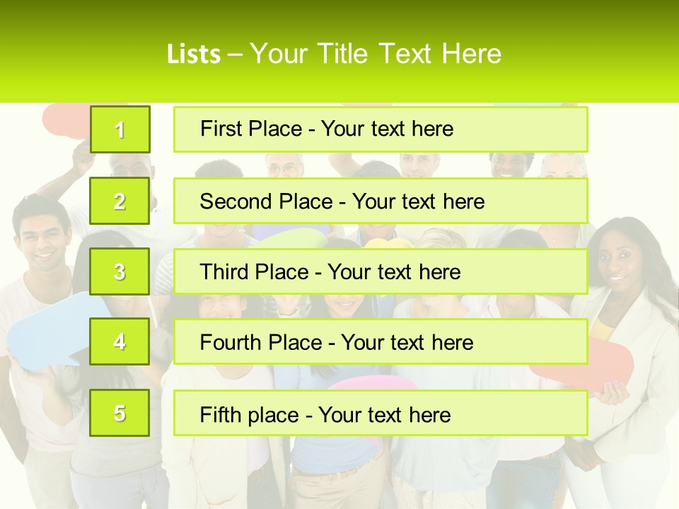 A Group Of People Holding Speech Bubbles PowerPoint Template