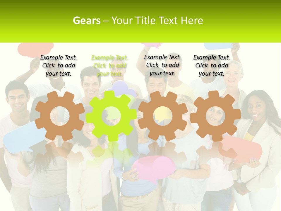 A Group Of People Holding Speech Bubbles PowerPoint Template