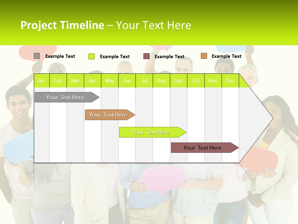A Group Of People Holding Speech Bubbles PowerPoint Template