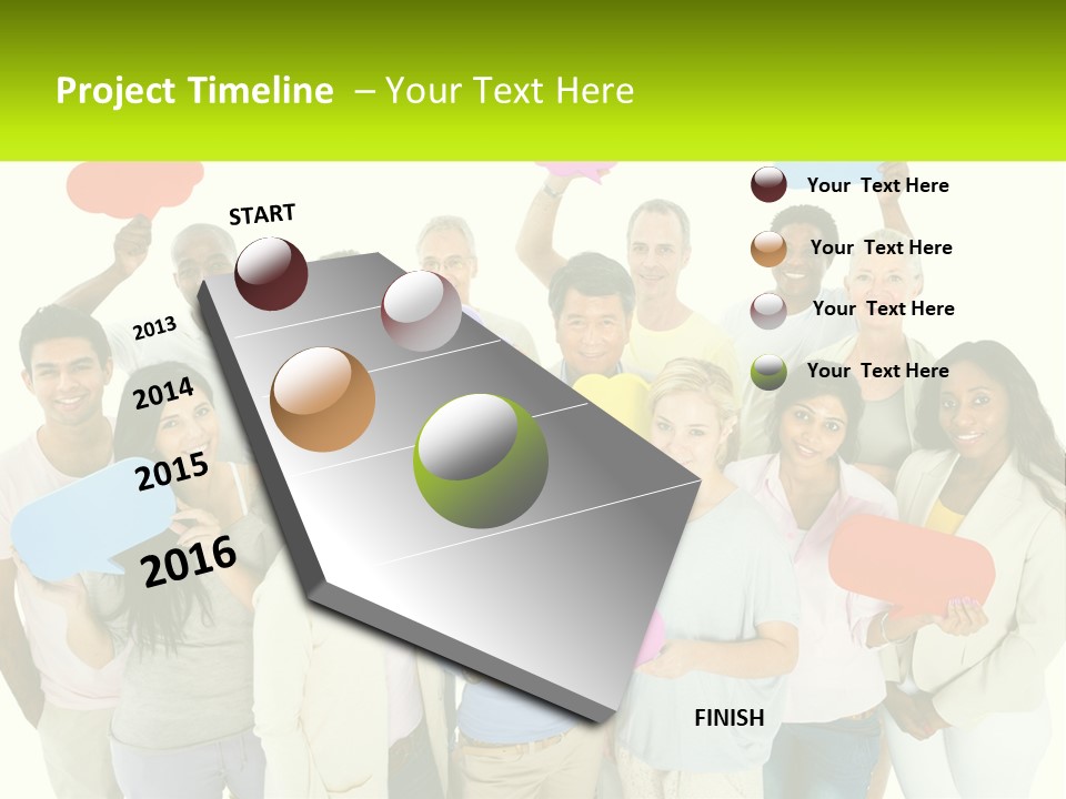 A Group Of People Holding Speech Bubbles PowerPoint Template