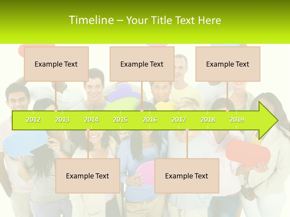 A Group Of People Holding Speech Bubbles PowerPoint Template