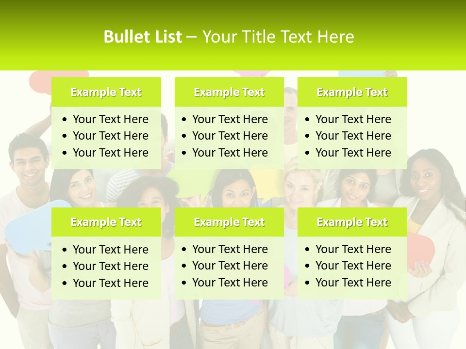 A Group Of People Holding Speech Bubbles PowerPoint Template