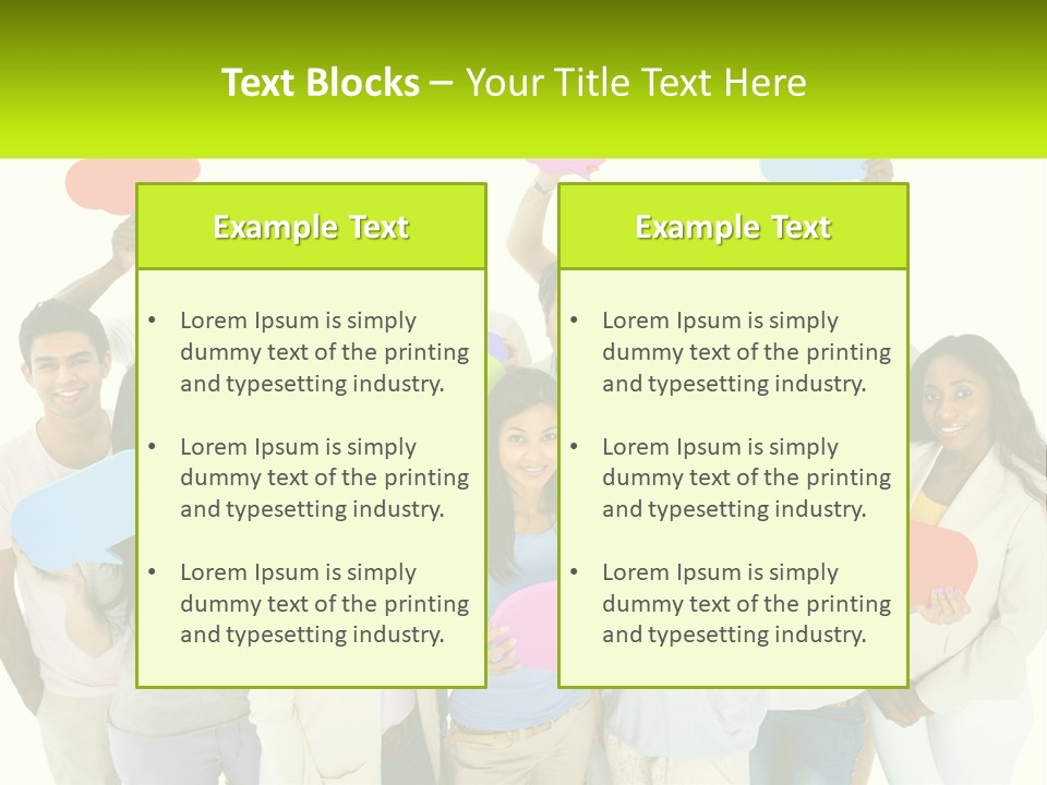 A Group Of People Holding Speech Bubbles PowerPoint Template