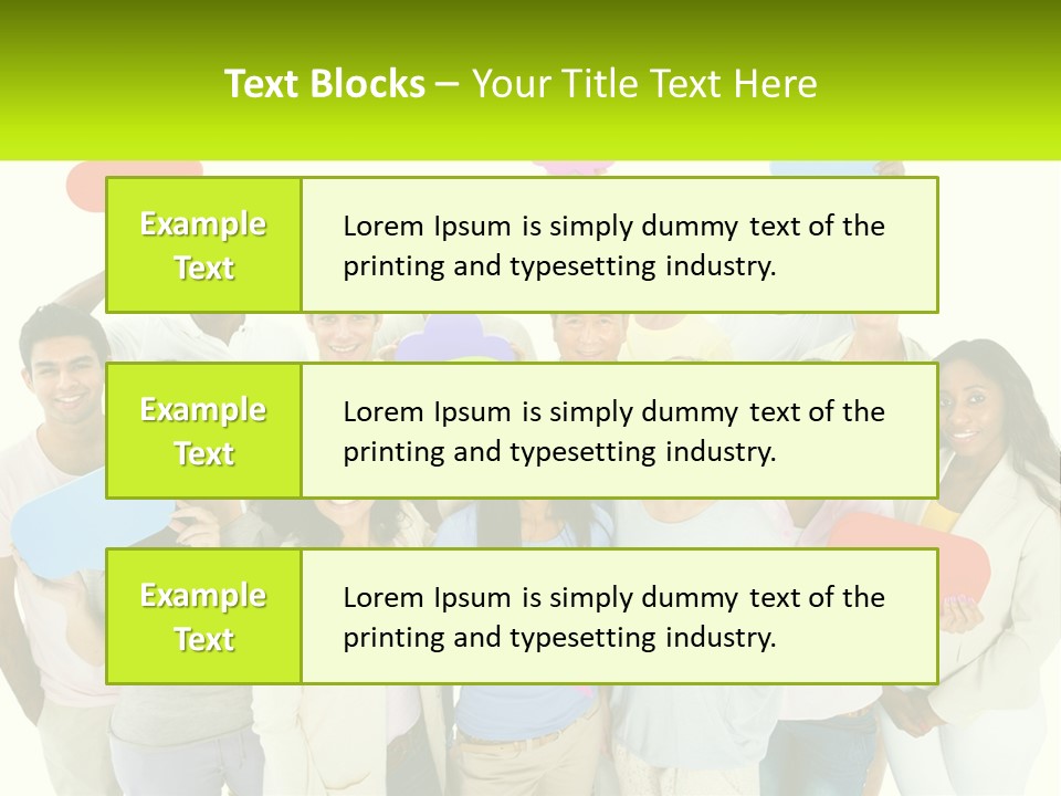 A Group Of People Holding Speech Bubbles PowerPoint Template