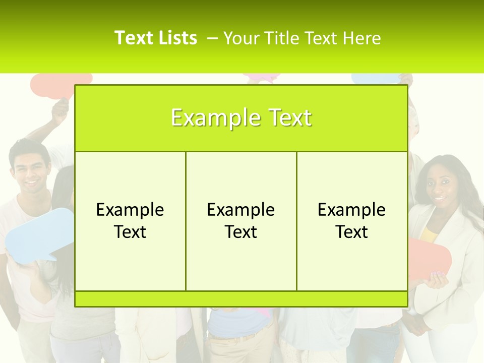 A Group Of People Holding Speech Bubbles PowerPoint Template