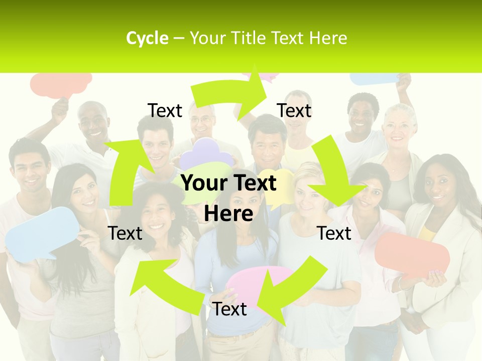 A Group Of People Holding Speech Bubbles PowerPoint Template