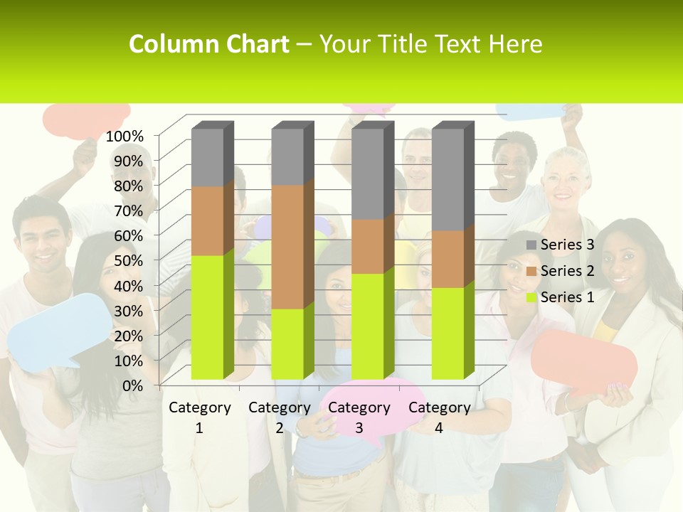 A Group Of People Holding Speech Bubbles PowerPoint Template