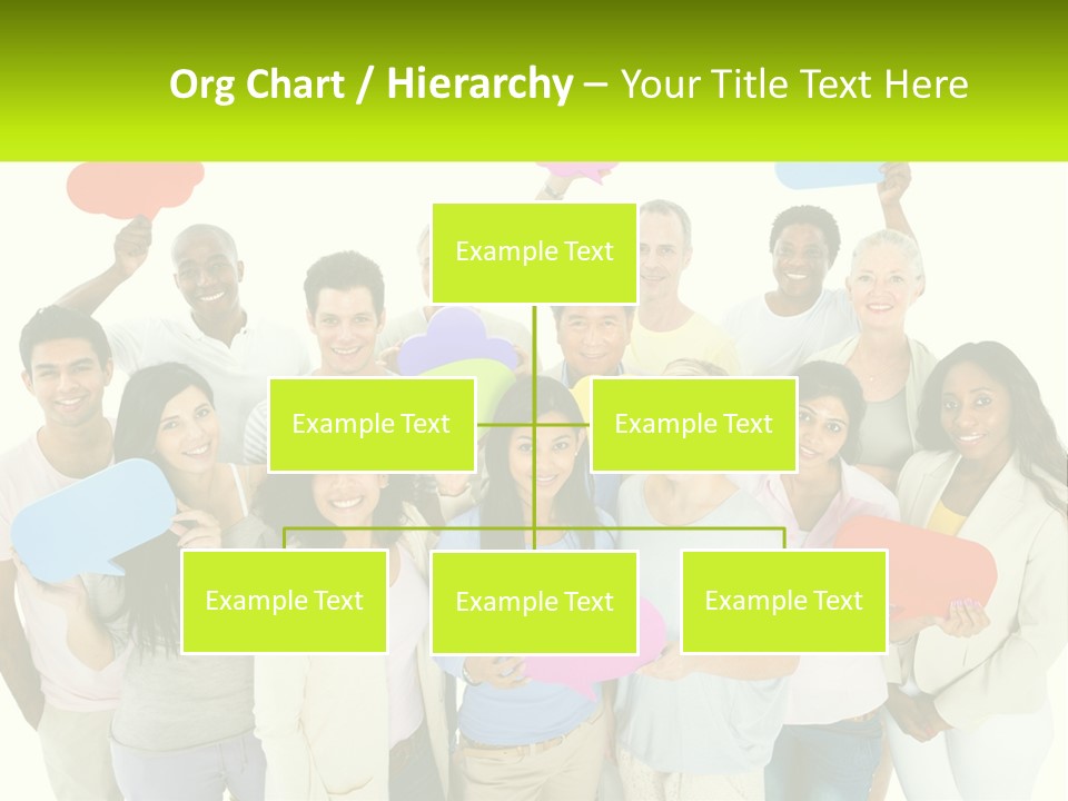 A Group Of People Holding Speech Bubbles PowerPoint Template