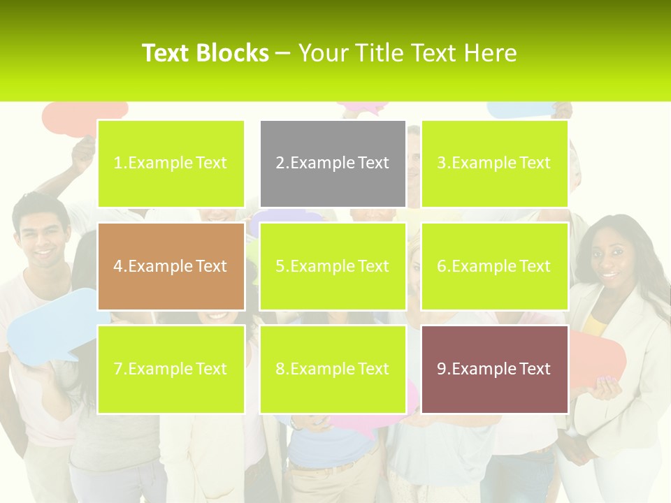 A Group Of People Holding Speech Bubbles PowerPoint Template