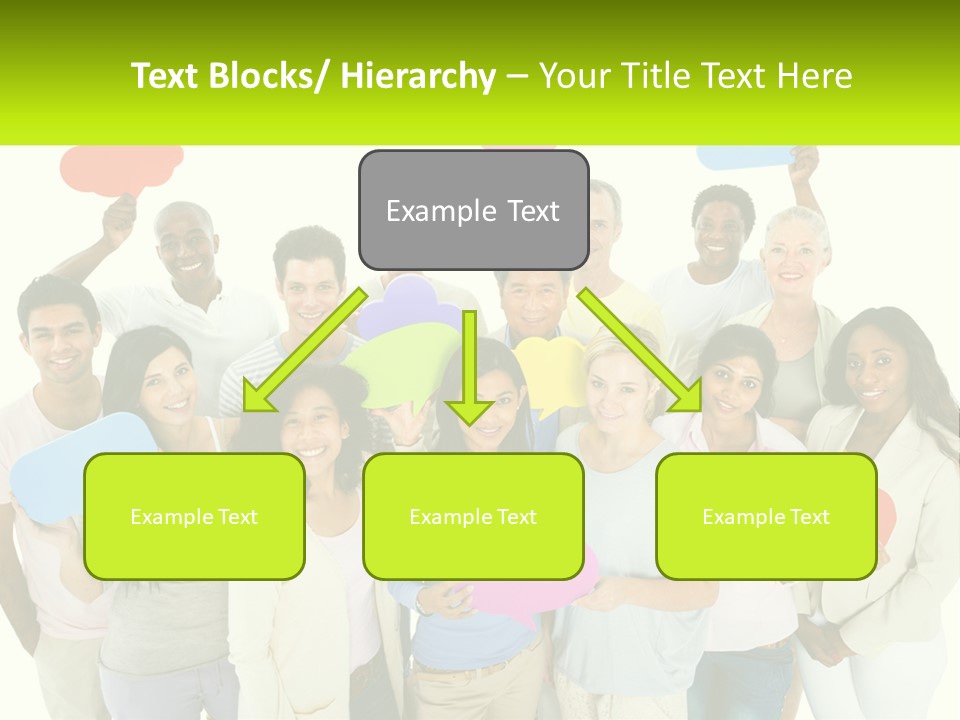 A Group Of People Holding Speech Bubbles PowerPoint Template