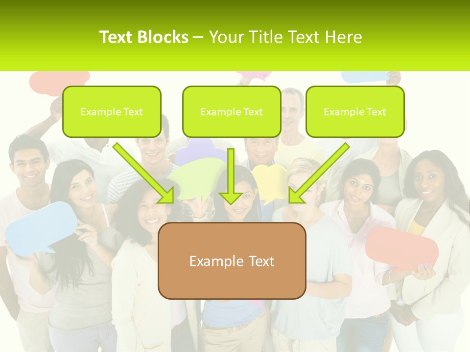 A Group Of People Holding Speech Bubbles PowerPoint Template