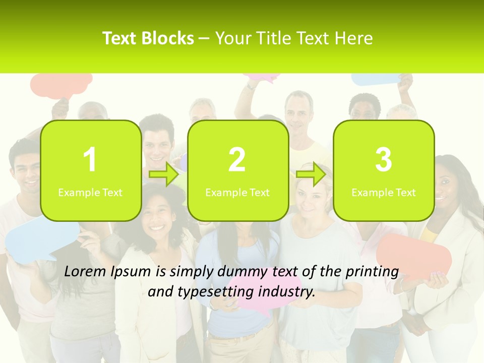 A Group Of People Holding Speech Bubbles PowerPoint Template