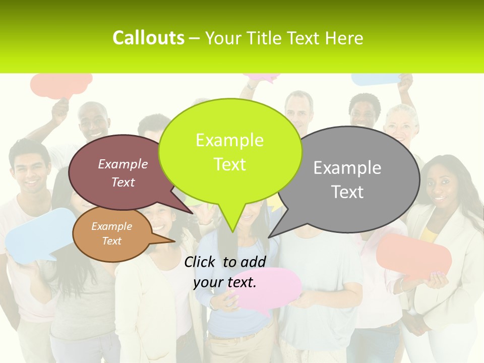 A Group Of People Holding Speech Bubbles PowerPoint Template