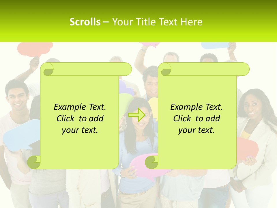 A Group Of People Holding Speech Bubbles PowerPoint Template