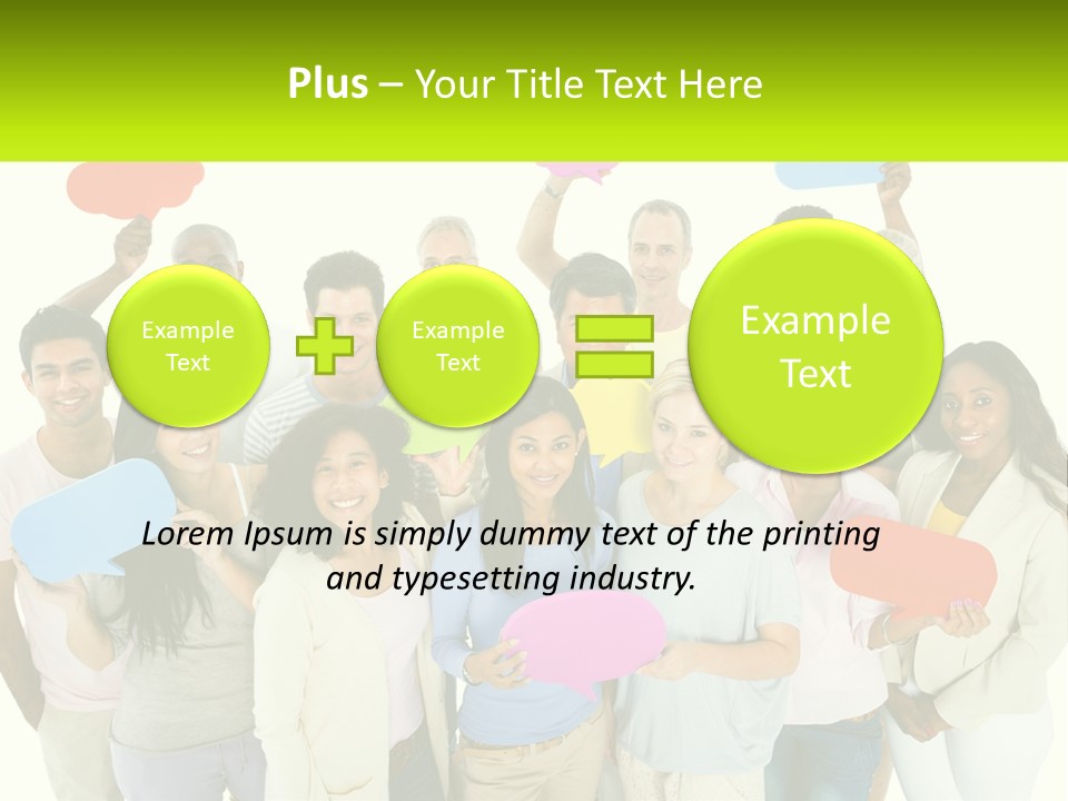 A Group Of People Holding Speech Bubbles PowerPoint Template