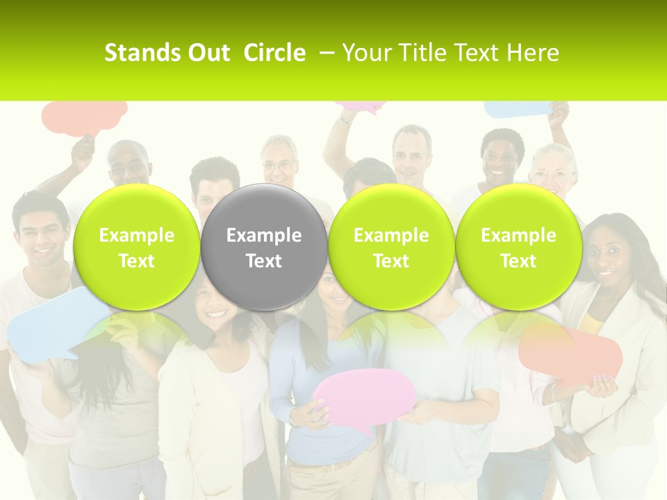 A Group Of People Holding Speech Bubbles PowerPoint Template