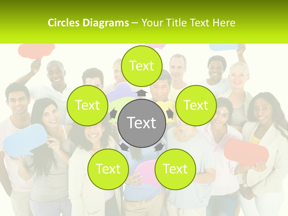 A Group Of People Holding Speech Bubbles PowerPoint Template