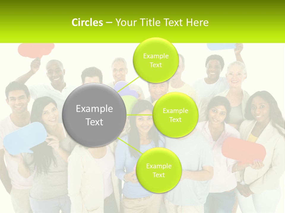 A Group Of People Holding Speech Bubbles PowerPoint Template