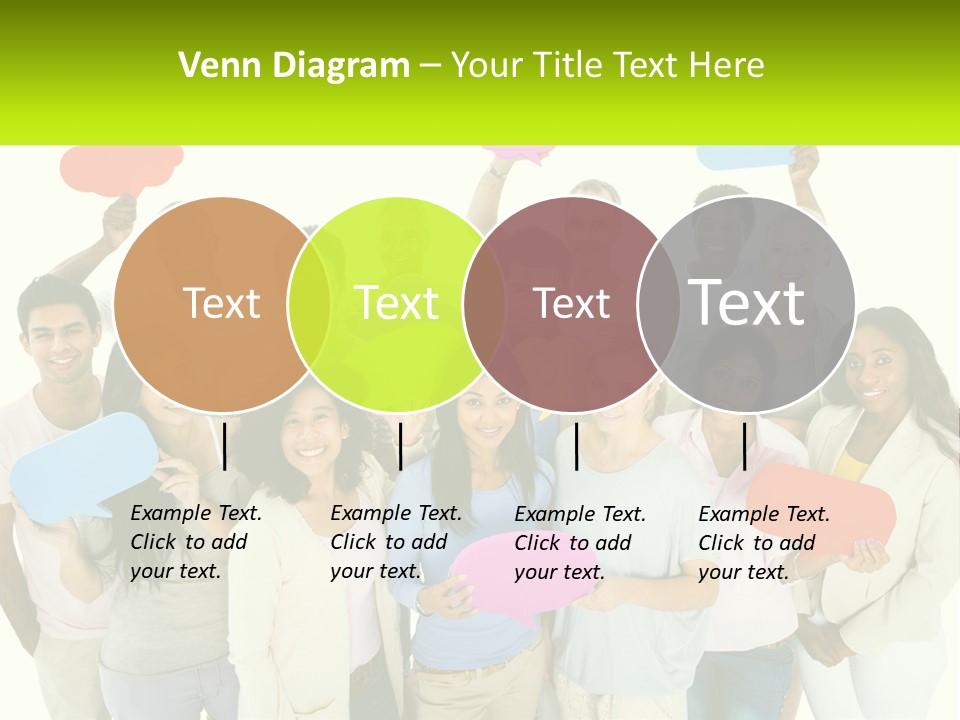 A Group Of People Holding Speech Bubbles PowerPoint Template