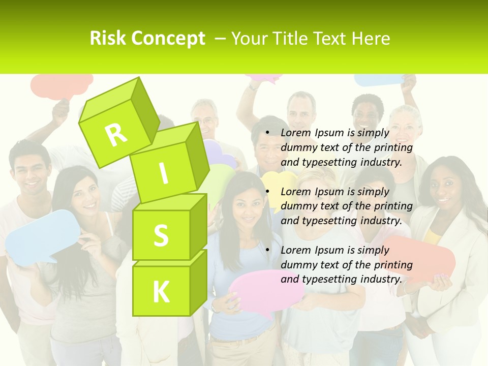 A Group Of People Holding Speech Bubbles PowerPoint Template